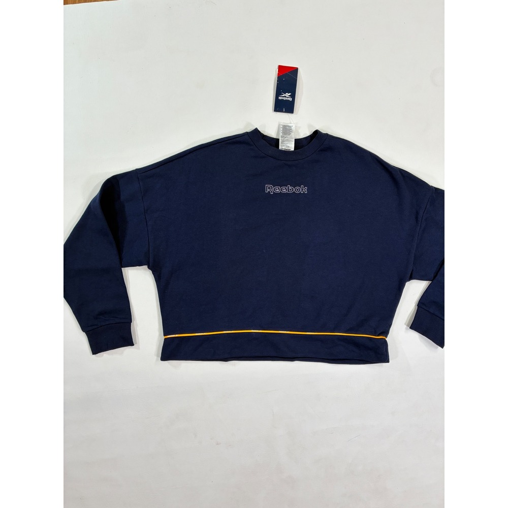 Reebok Womens 1X NWT Navy Blue  Logo‎ Sweatshirt Training Crewneck